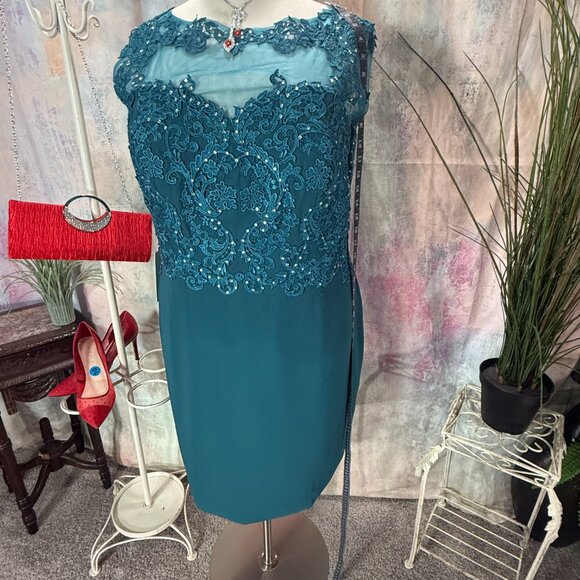 NEW πWedding Dress Teal Embroidered Beaded Mother Bride/ Groom - Evening Dress - Picture 6 of 16